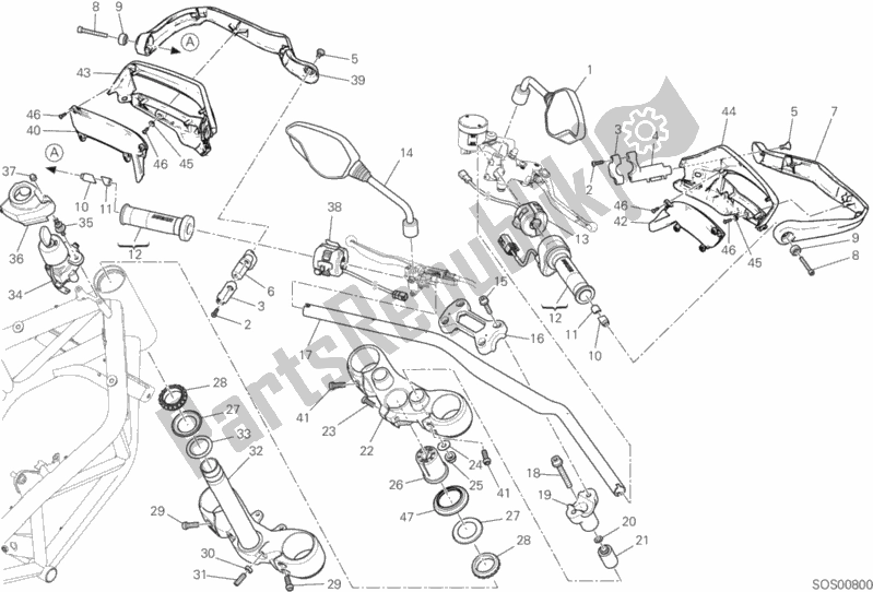 Wszystkie części do Kierownica I Elementy Steruj? Ce Ducati Hypermotard 939 SP USA 2016